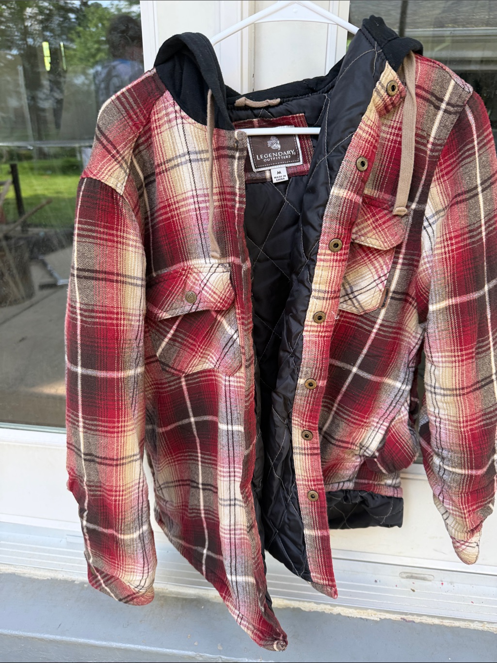 Legendary Outfitters Quilted Jacket - Black With Red Plaid Trim